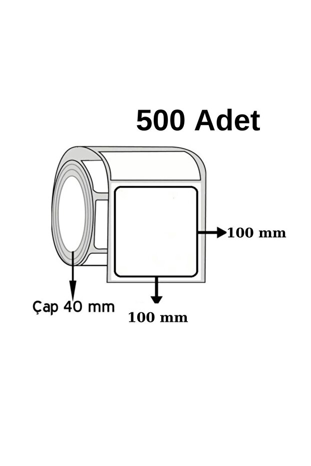 Barkod Etiketi 100 X 100 500'lü Termal Etiket Rulosu 100x100 Sticker 500 Adet Sarım 100x100